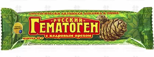 Гематоген РУССКИЙ с кедровым орехом 40г (БАД) ✅ 08175/06200 | Сноваздорово.рф